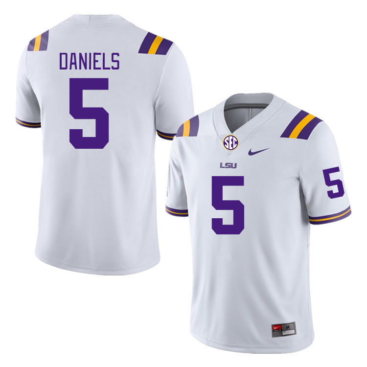 LSU Tigers #5 Jayden Daniels College Football Jerseys Stitched Sale-White
